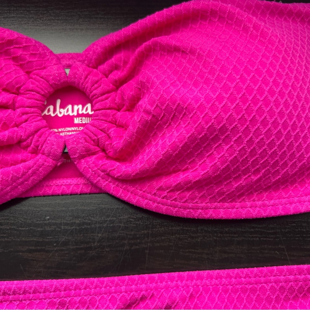 NWT Cabana Del Sol Hot Pink Ring Bandeau Bikini 2pc Set Size Medium  Swim - Picture 5 of 9